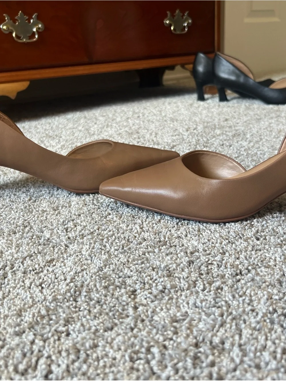 Naturalizer Nude Pointed-Toe Leather Pumps